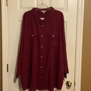 Woman Within Women’s Maroon 100% Cotton Button Closure Tunic Size 4X (34/36)